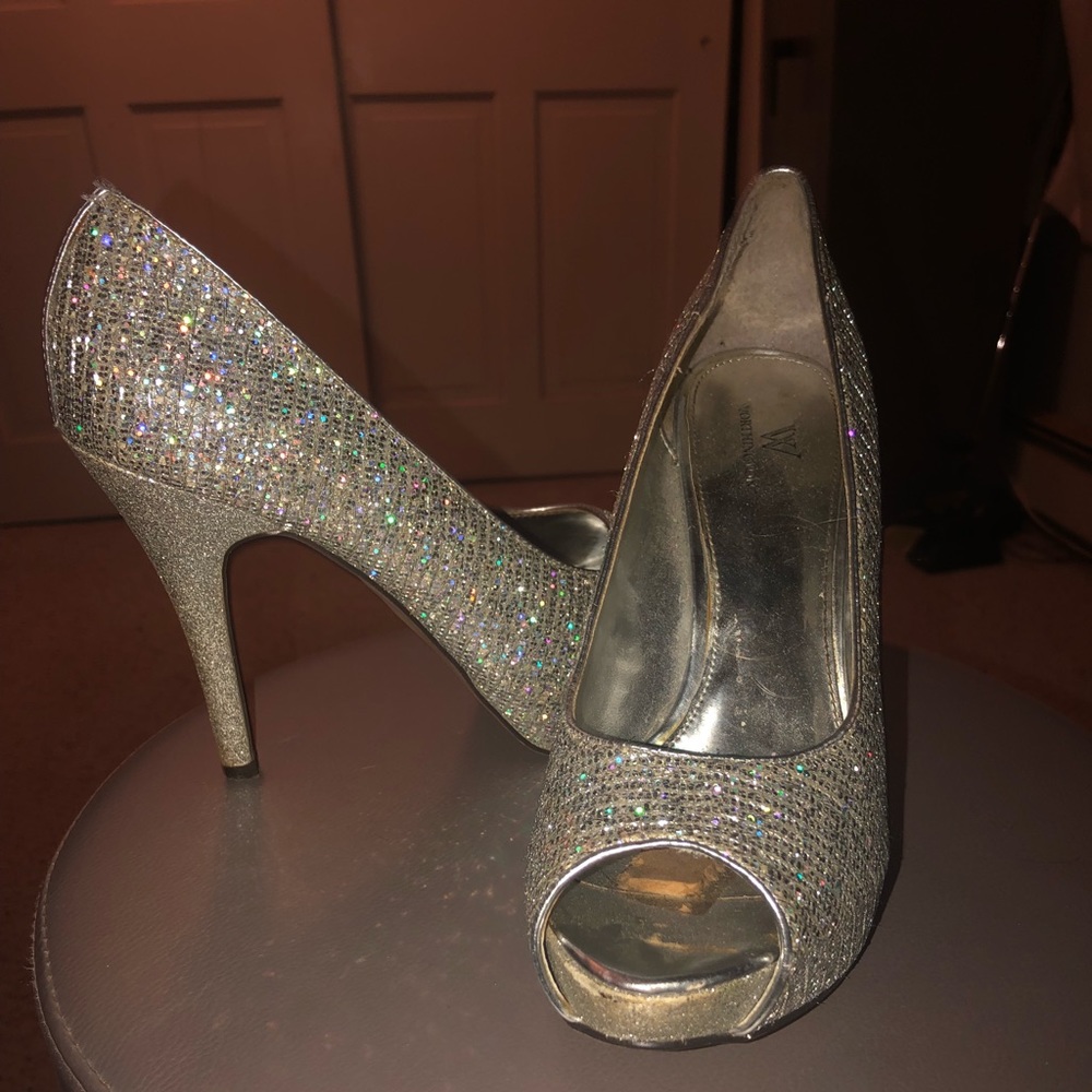 silver High heels